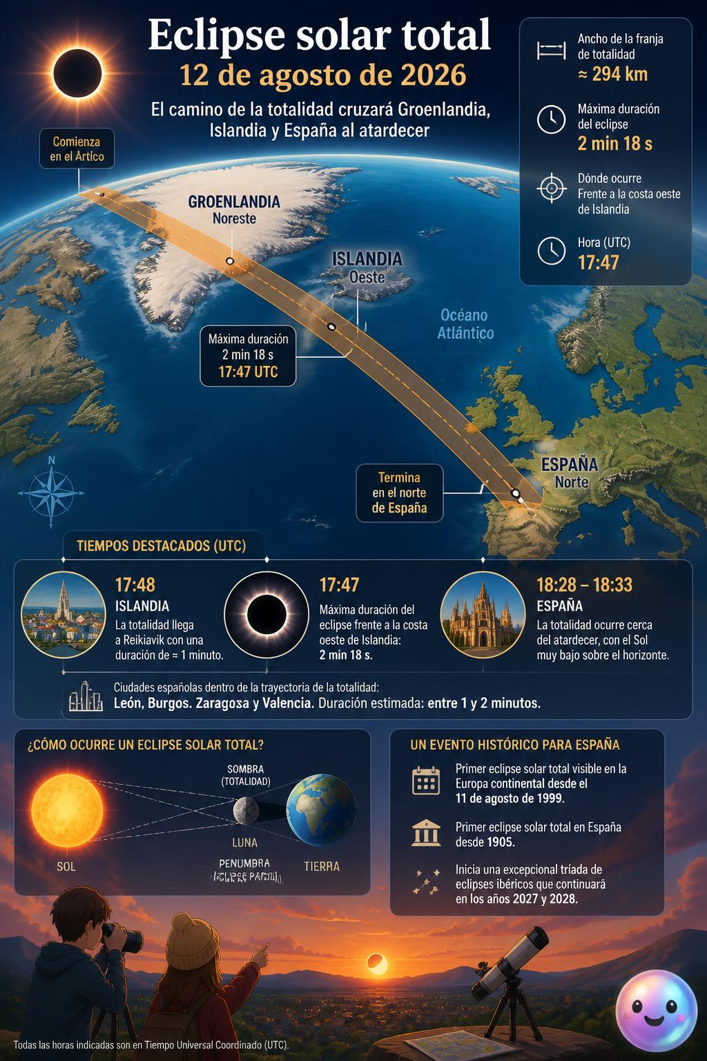 La ruta de la oscuridad: el gran eclipse solar de 2026