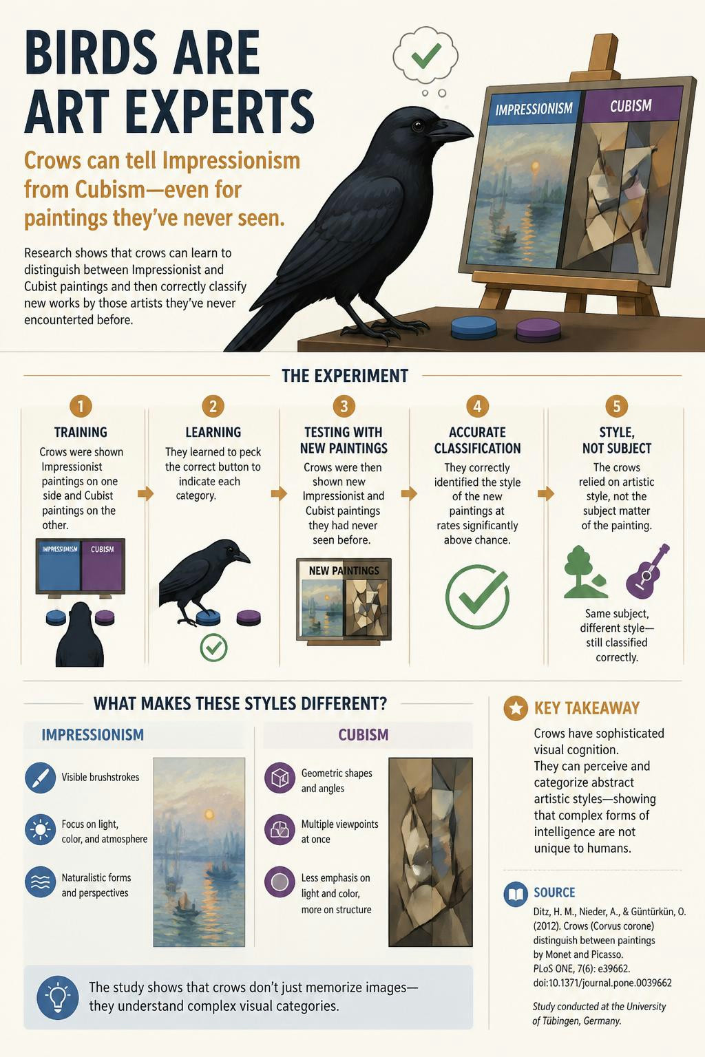 Pigeons can actually tell a Monet from a Picasso at a single glance.