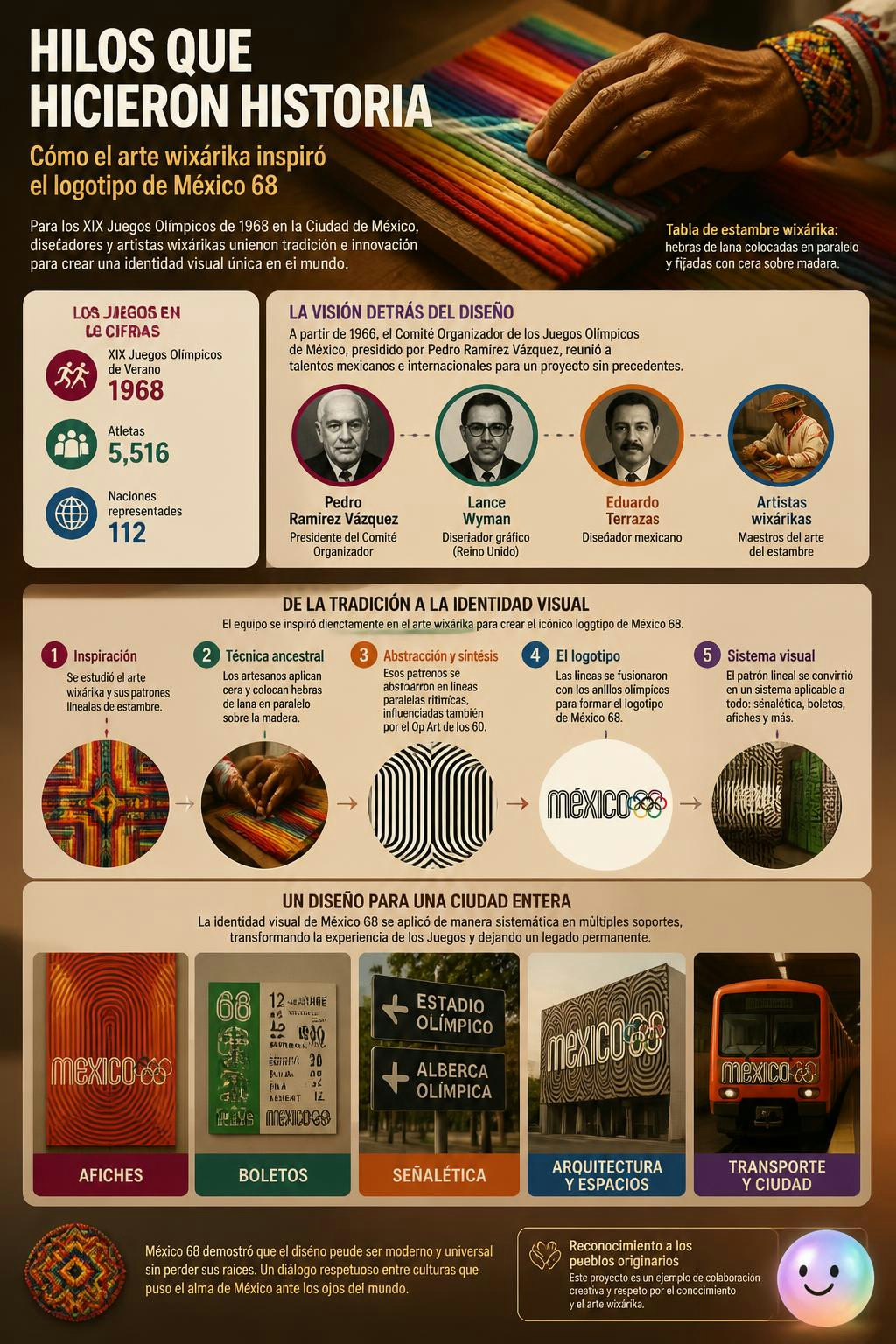 Las tablas de estambre del pueblo wixárika inspiraron la icónica tipografía de 1968.