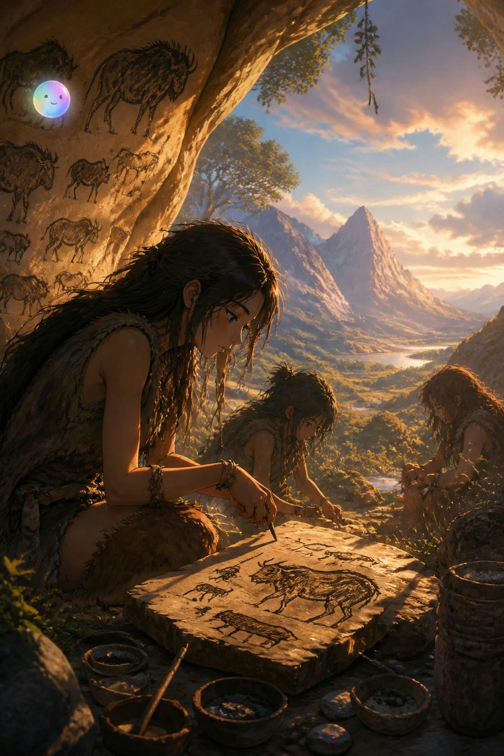 Using burnt wood for prehistoric sketches