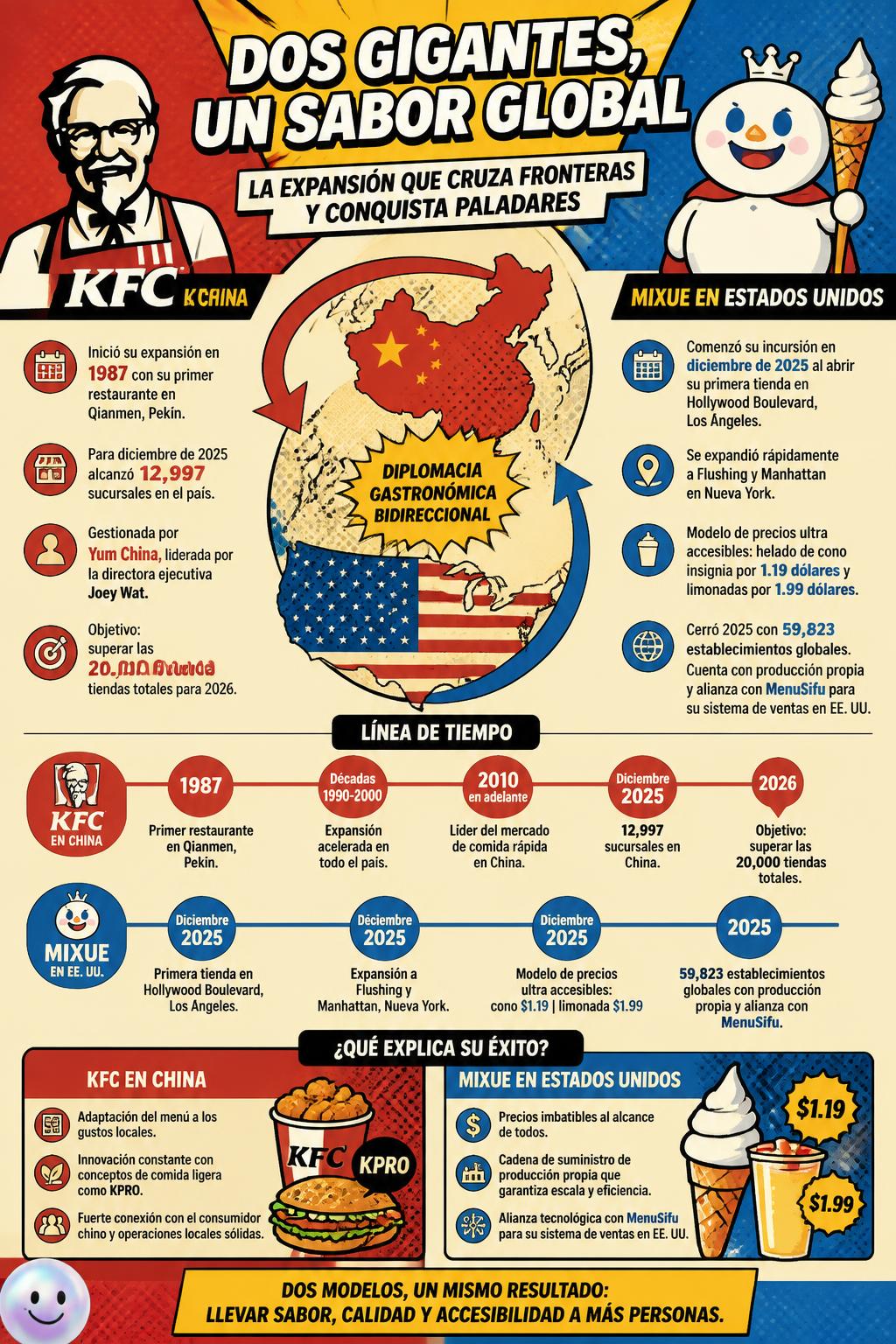 KFC lidera el mercado en China mientras la cadena china Mixue aterriza en Estados Unidos
