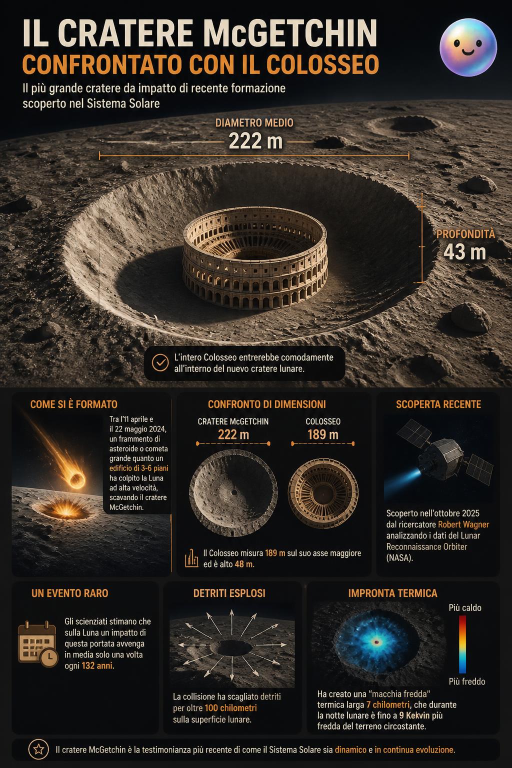 Il cratere McGetchin è il più grande nuovo impatto scoperto di recente sulla Luna.