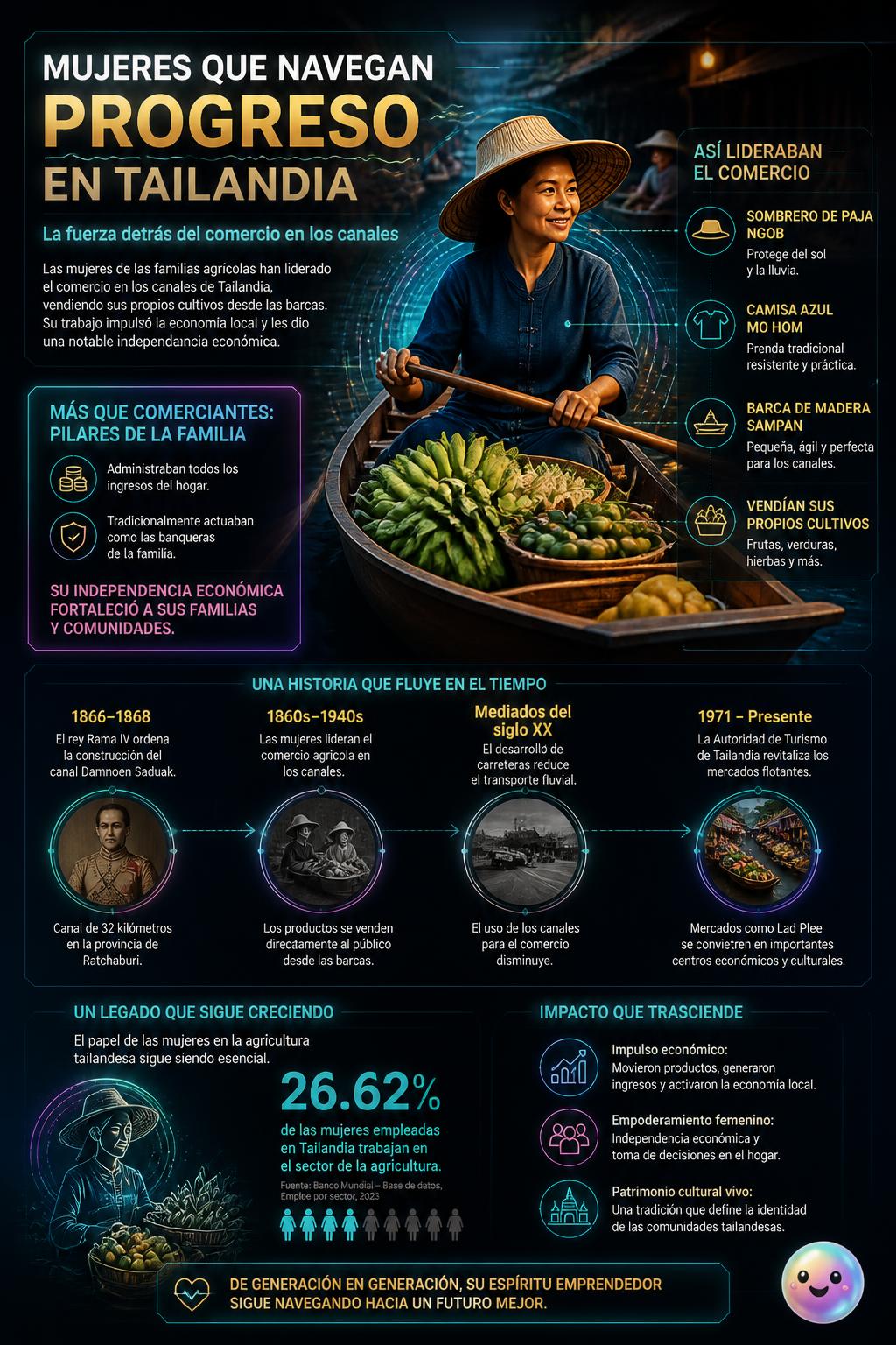 Tailandia vio nacer la independencia de las agricultoras desde sus propias barcas.