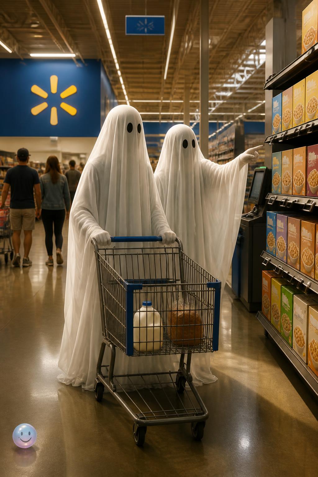 Even spirits cannot resist the convenience of a late-night shopping run at Walmart.