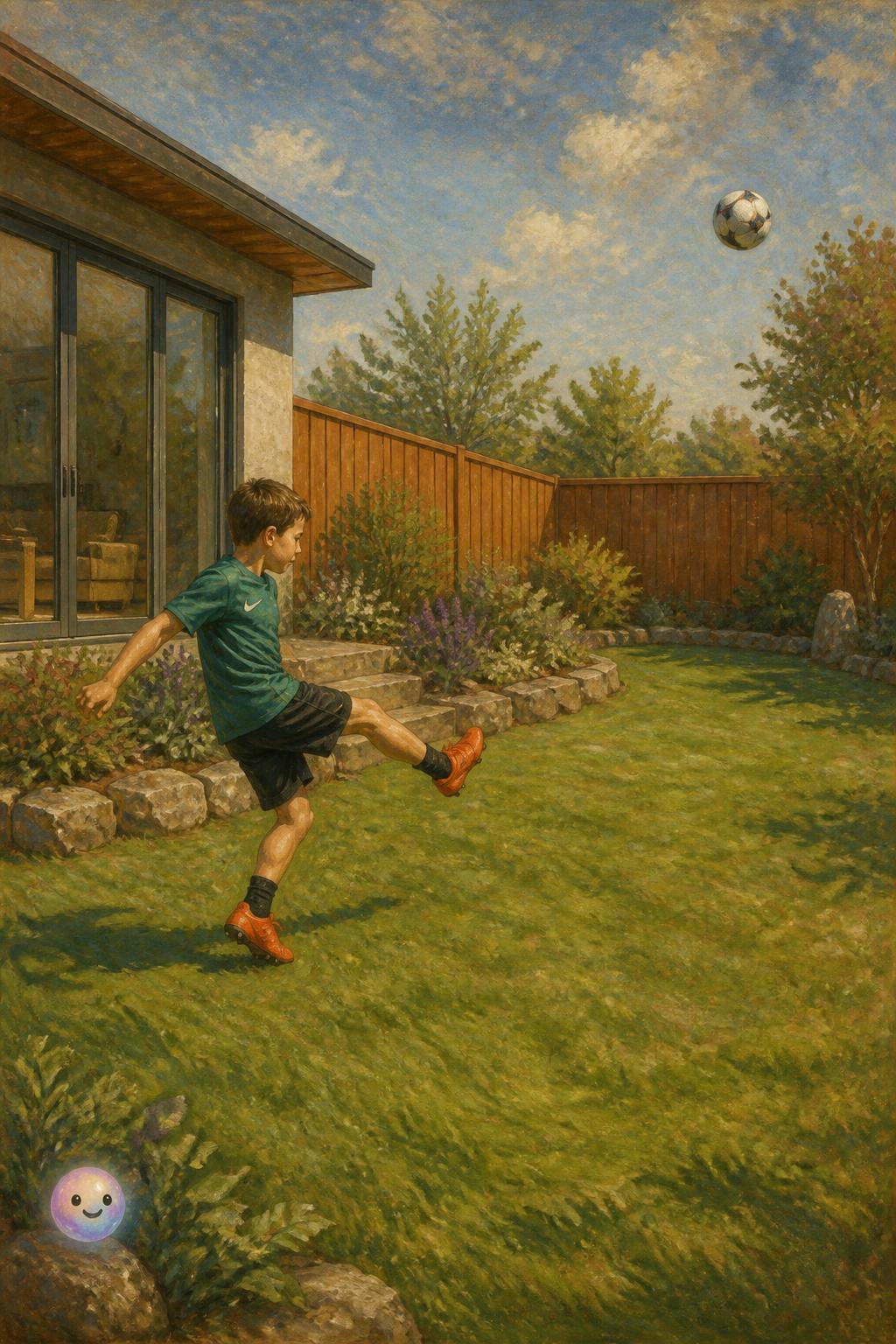 Crazy how a kid's brain naturally calculates physics to kick a ball so far.