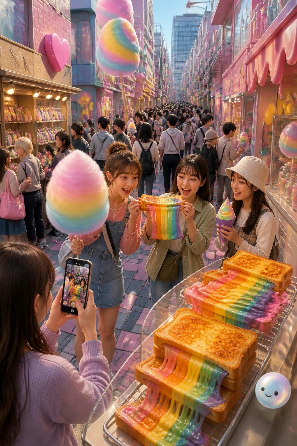 Harajuku's rainbow snacks are engineered for your camera before your appetite.