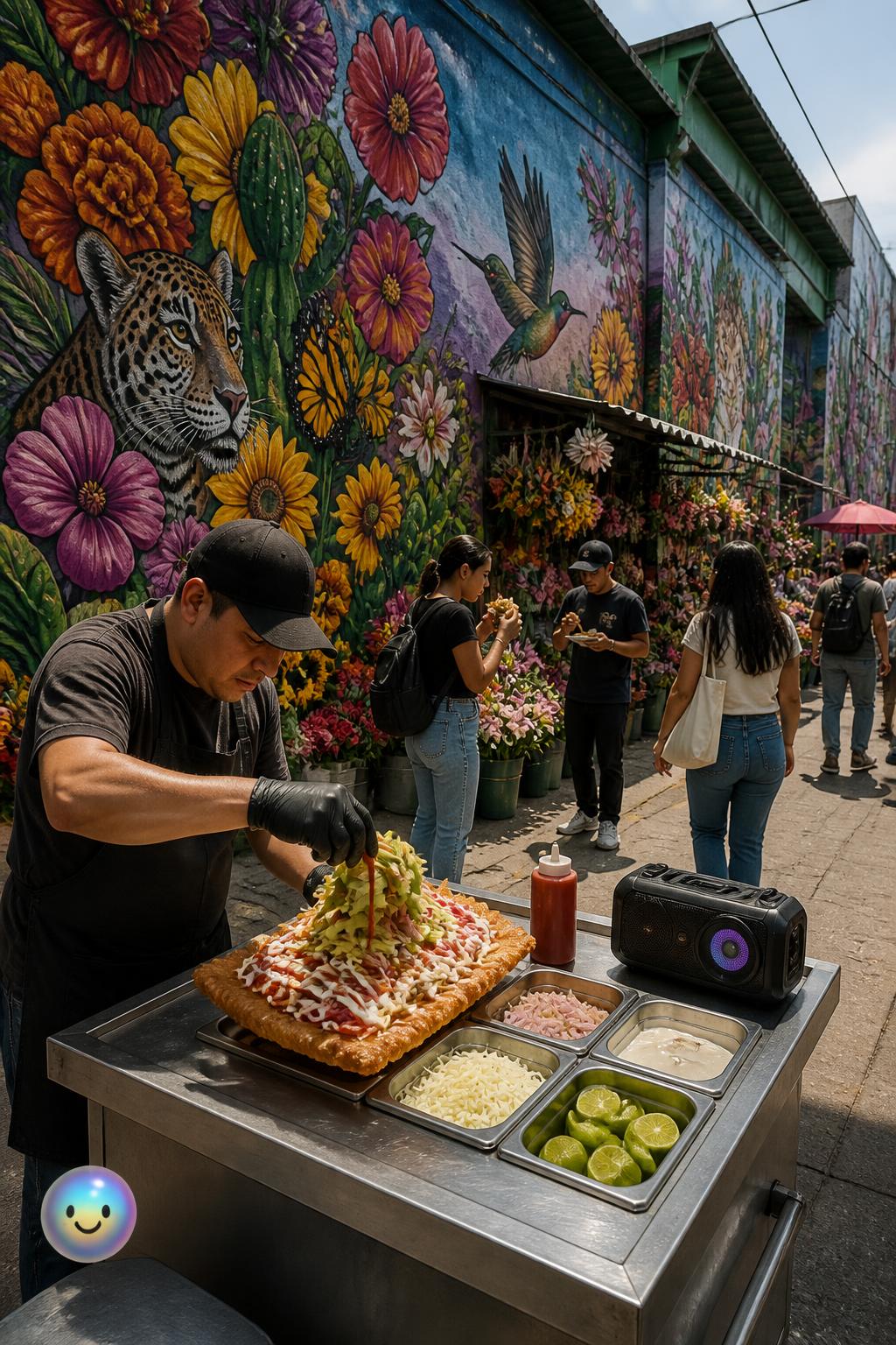 Muralists transformed Mexico City's Mercado de Jamaica into a massive open-air biodiversity museum.