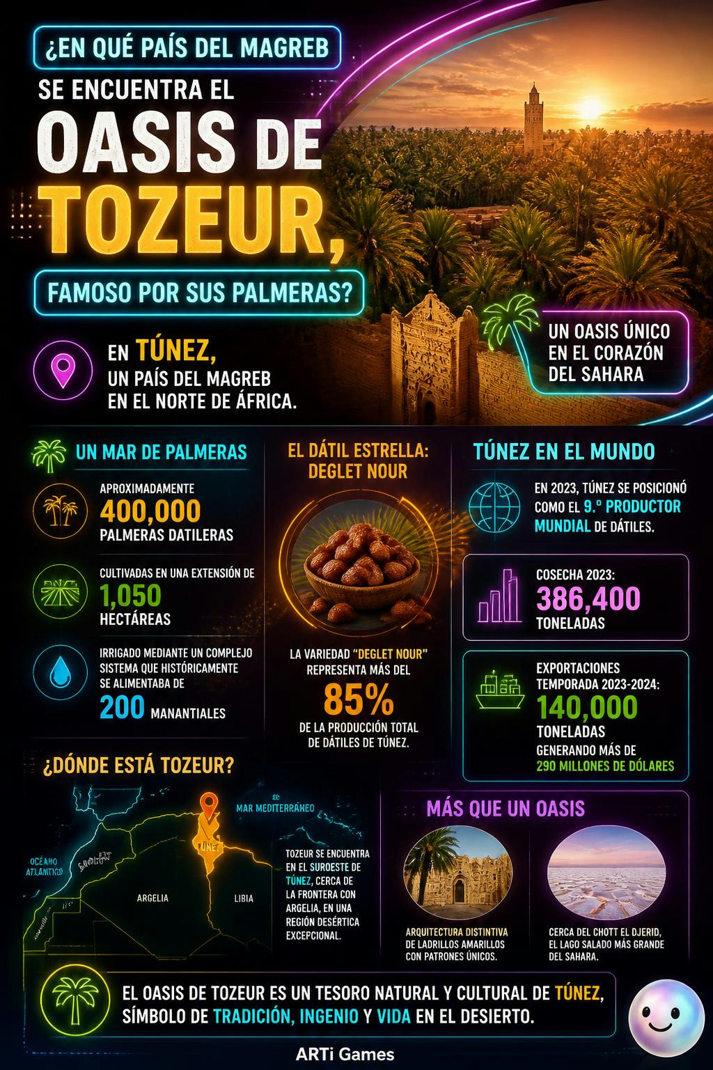 No sabía que en Túnez existe un oasis con cientos de miles de palmeras.