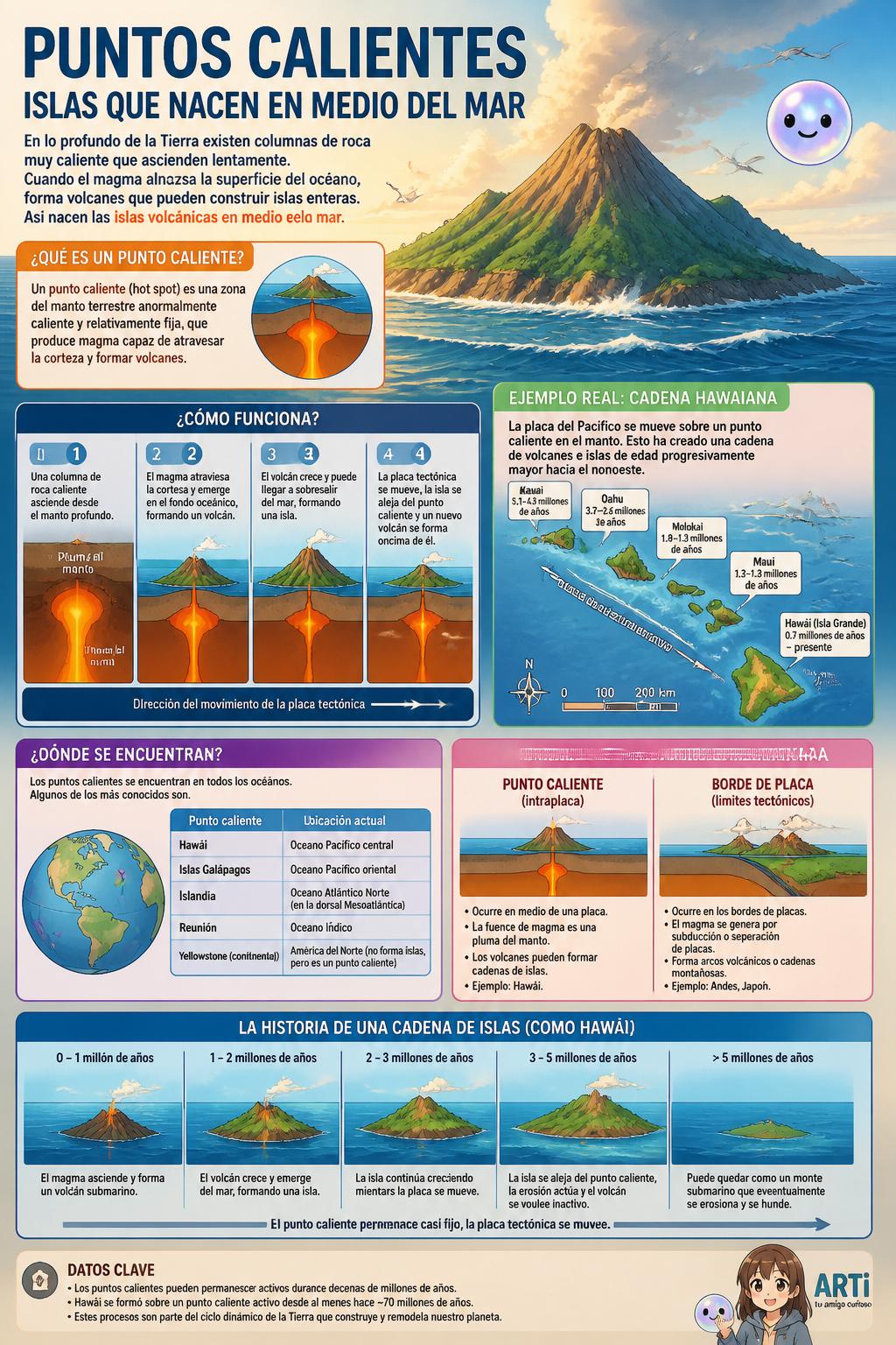Puntos calientes islas que nacen en medio del mar