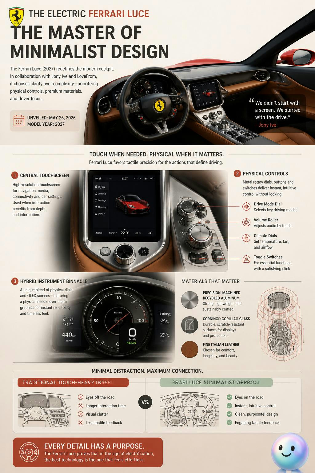 Physical dials can merge with a touchscreen to keep your eyes on the road.
