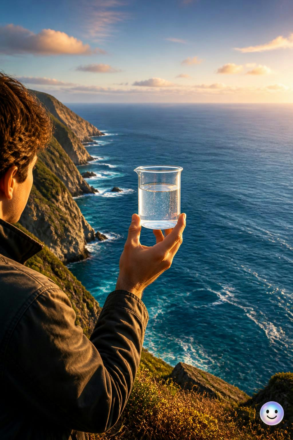 Water only turns blue when gathered in massive amounts like the vast Pacific Ocean.
