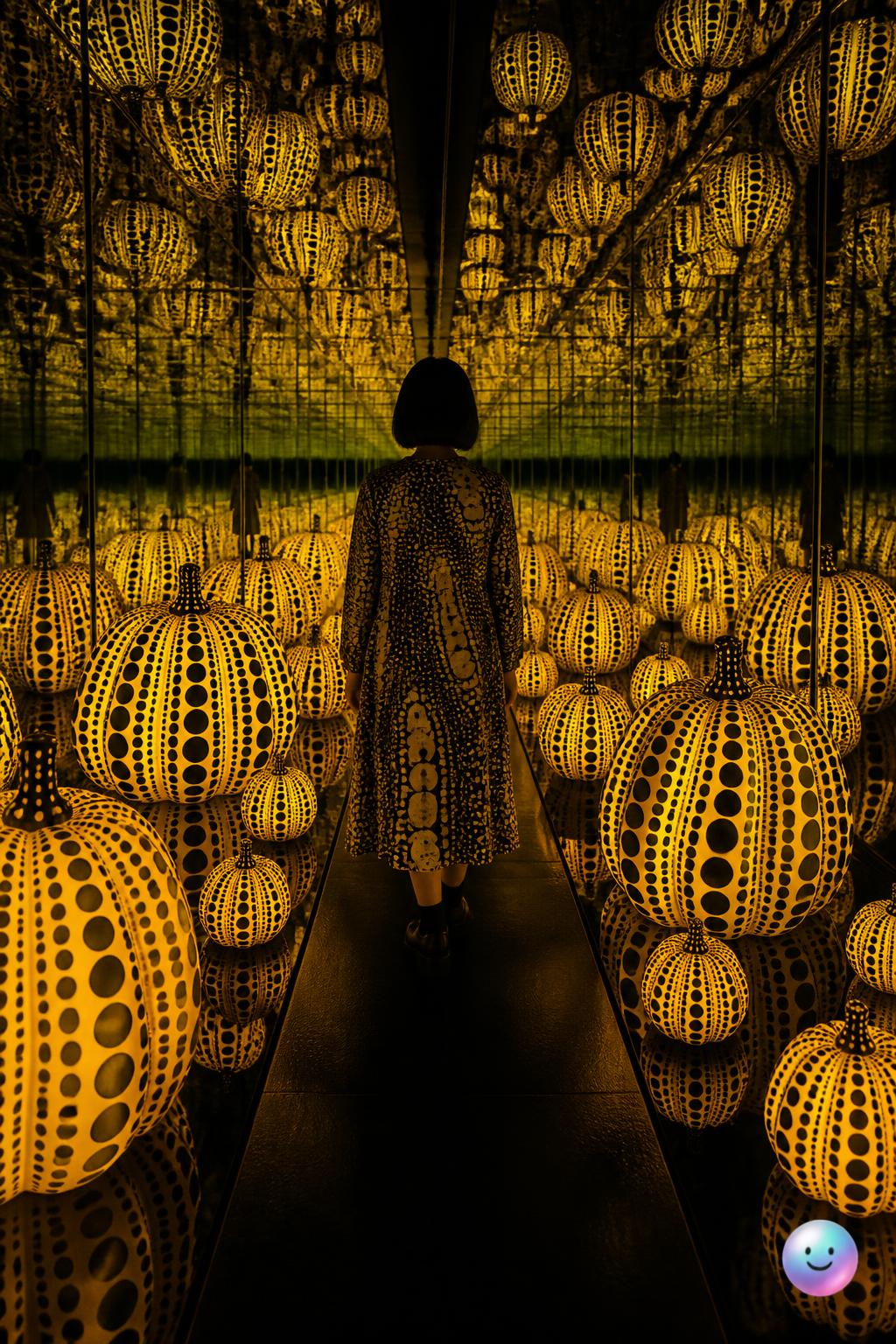Yayoi Kusama utilise des miroirs pour multiplier ses motifs à l'infini.