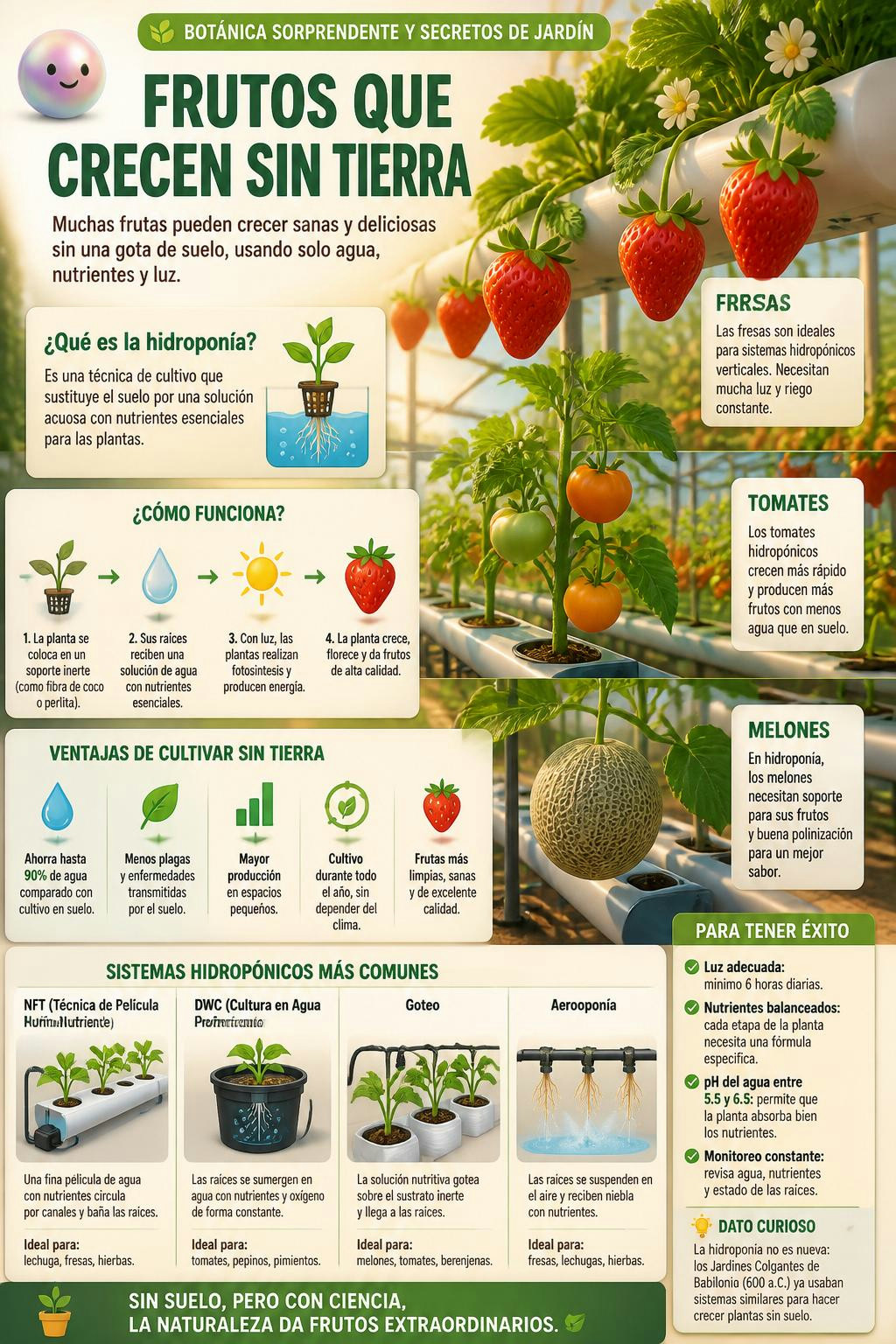 El aire y el agua bastan para que estas frutas crezcan sin usar tierra.