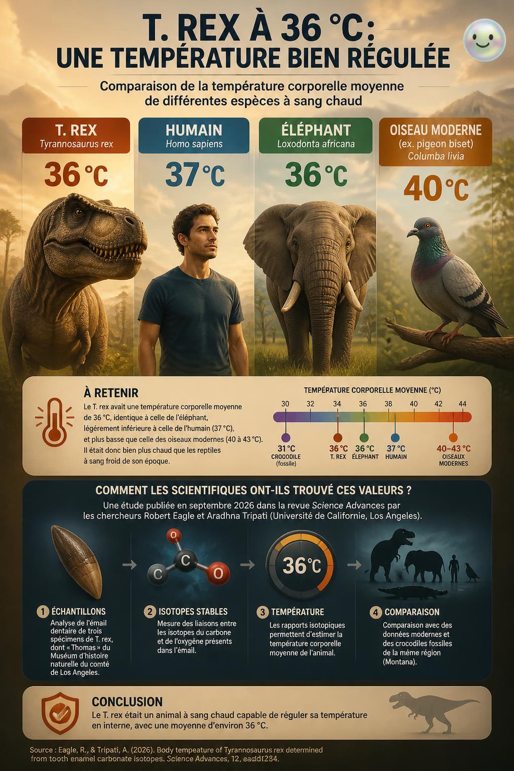 Le T. rex avait une température corporelle de 36°C, presque comme un humain.