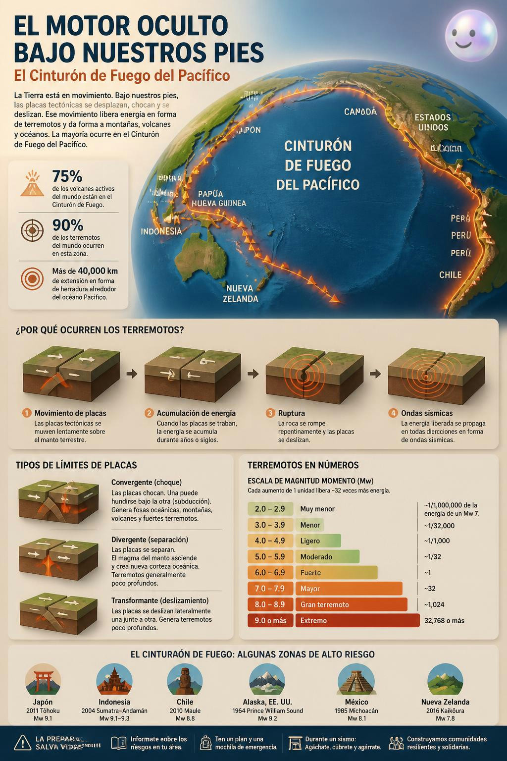 El 90% de los terremotos del planeta ocurren en la misma cicatriz submarina.