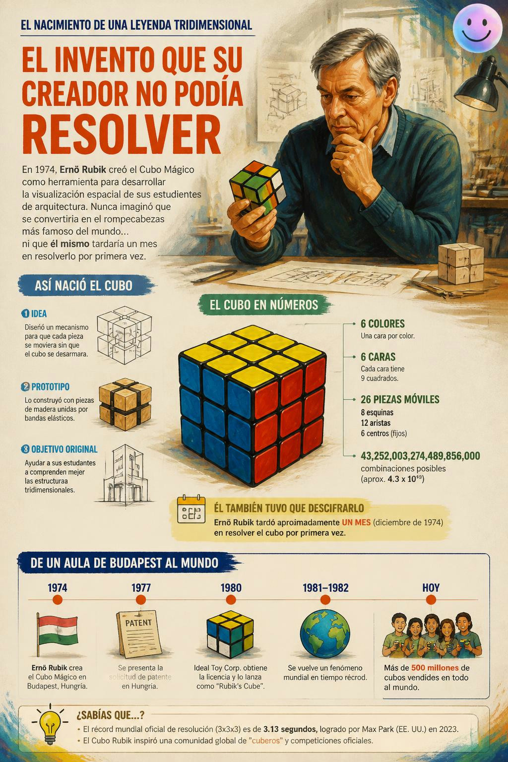 El creador del Cubo Rubik tardó un mes entero en descifrar su propio invento.