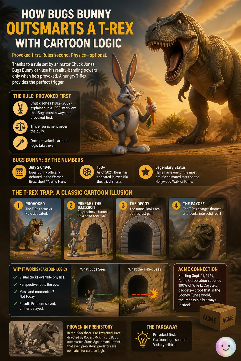 Bugs Bunny only uses his reality-bending powers when an enemy provokes him