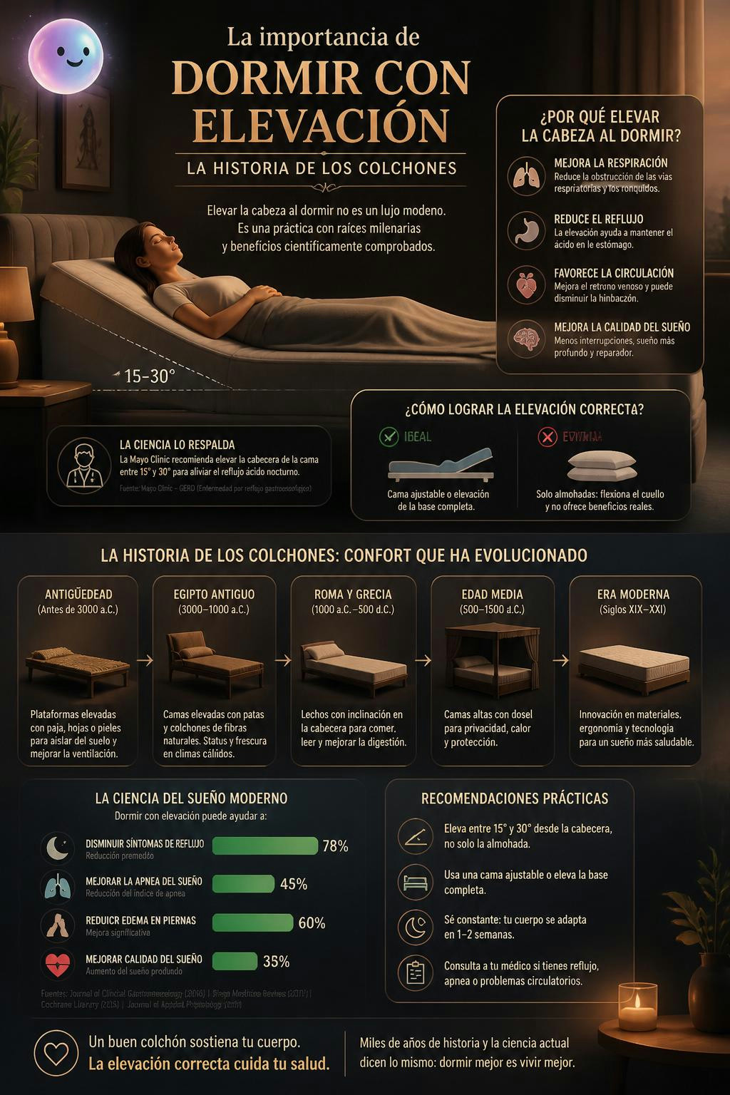 La importancia de dormir con elevación
