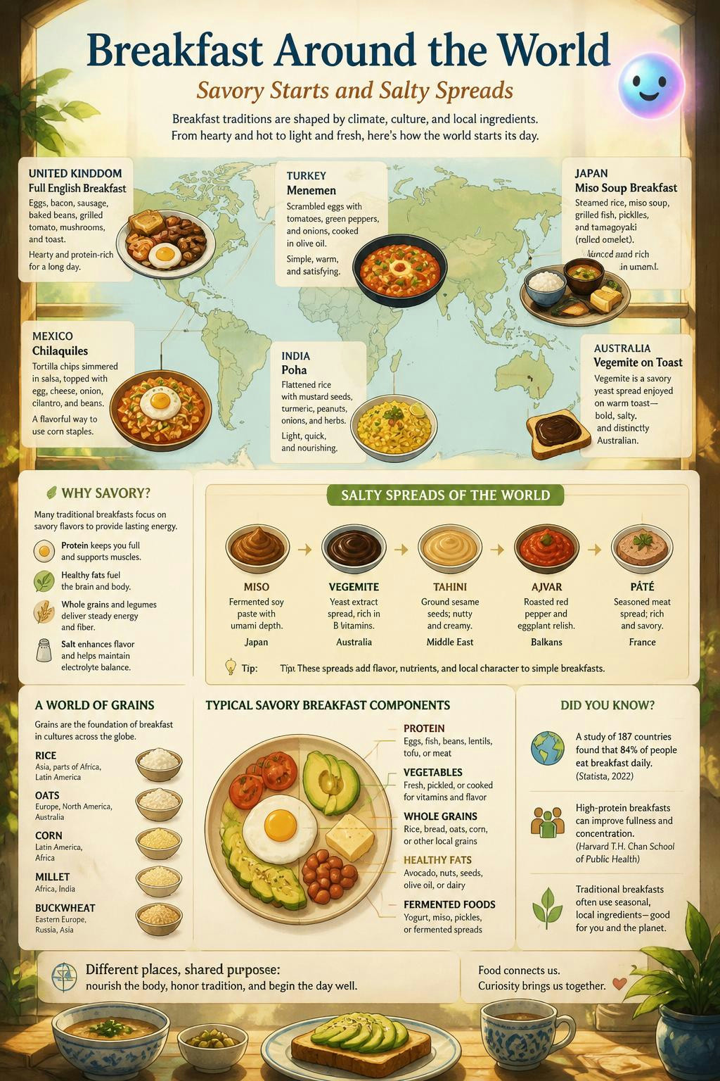 It’s wild how much of the world starts the day with soup and salty spreads.