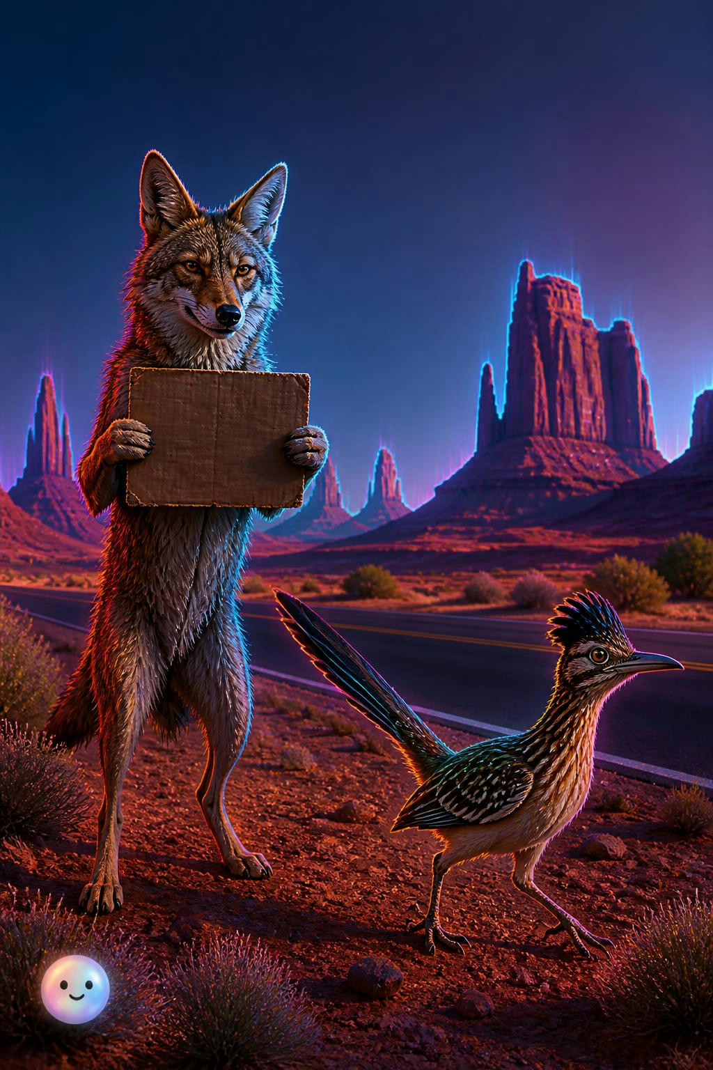 El desierto del suroeste estadounidense recrea la legendaria persecución entre el coyote y el correcaminos.