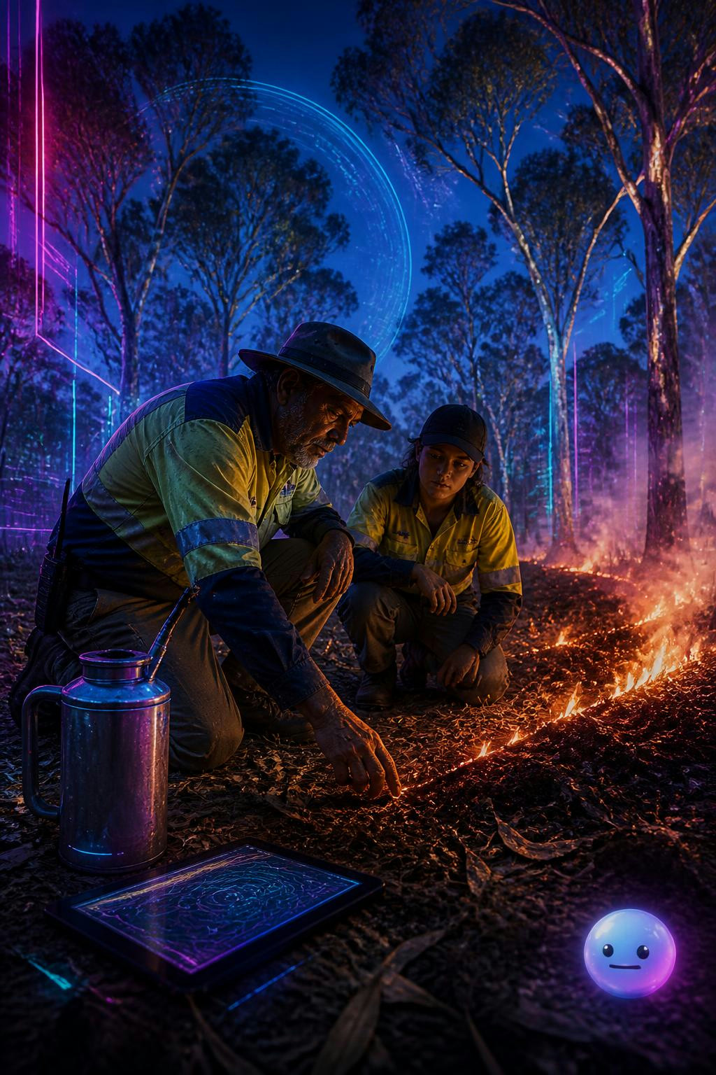 Indigenous practitioners in Cape York read soil moisture to guide safe, cool-burning fires.