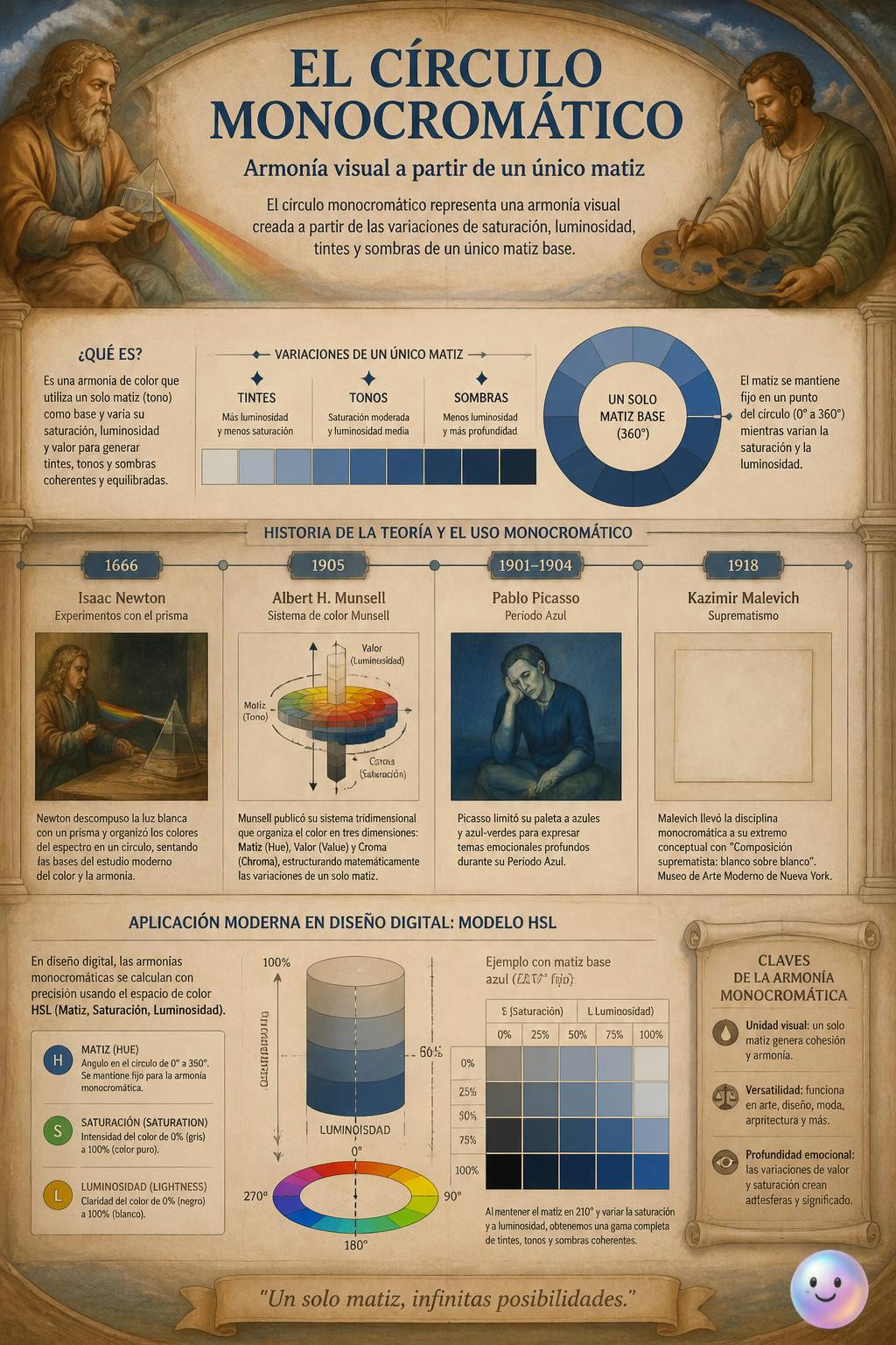 Basta un único color para crear toda una dimensión de luces y sombras.