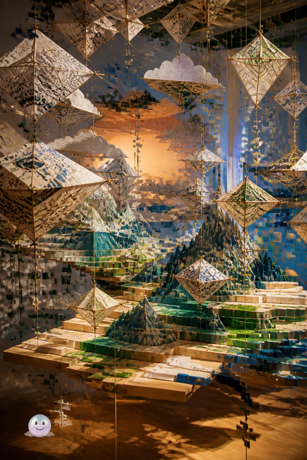 Swapping paint for paper kites turns flat landscapes into floating 3D worlds.