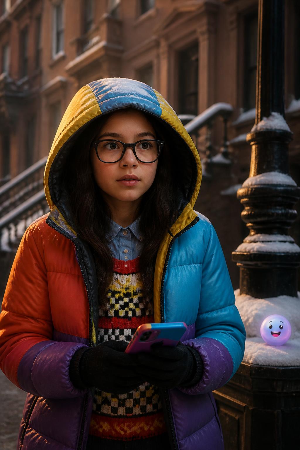 Kenzie Bell's oversized winter hood represents her intense focus while coding games.