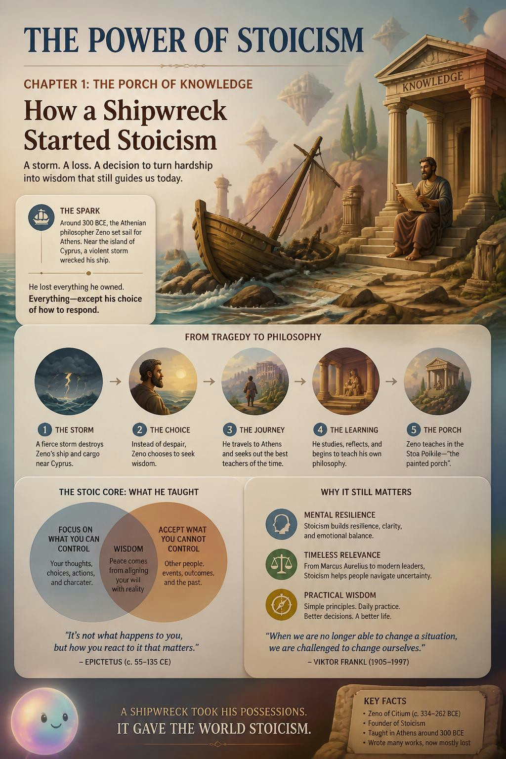 It's wild that Stoicism actually started with a literal shipwreck.