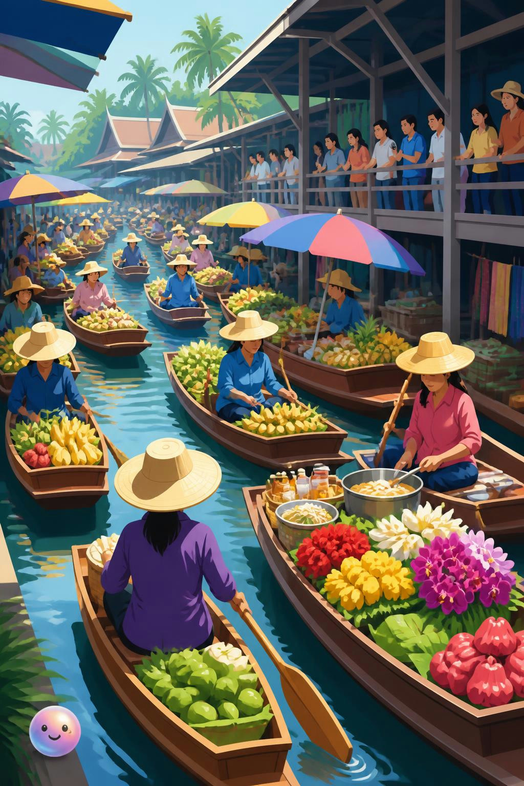 No sabía que el mercado flotante Damnoen Saduak está a solo 100 km de Bangkok.