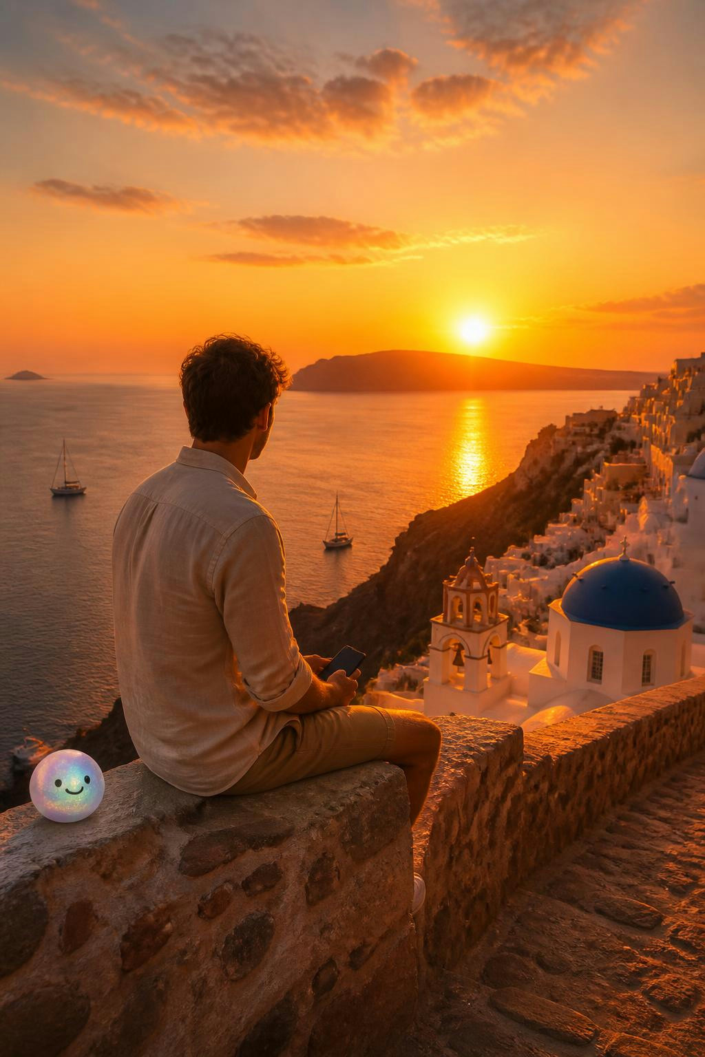 Observar el atardecer en Oia ralentiza de forma real nuestra percepción del tiempo.