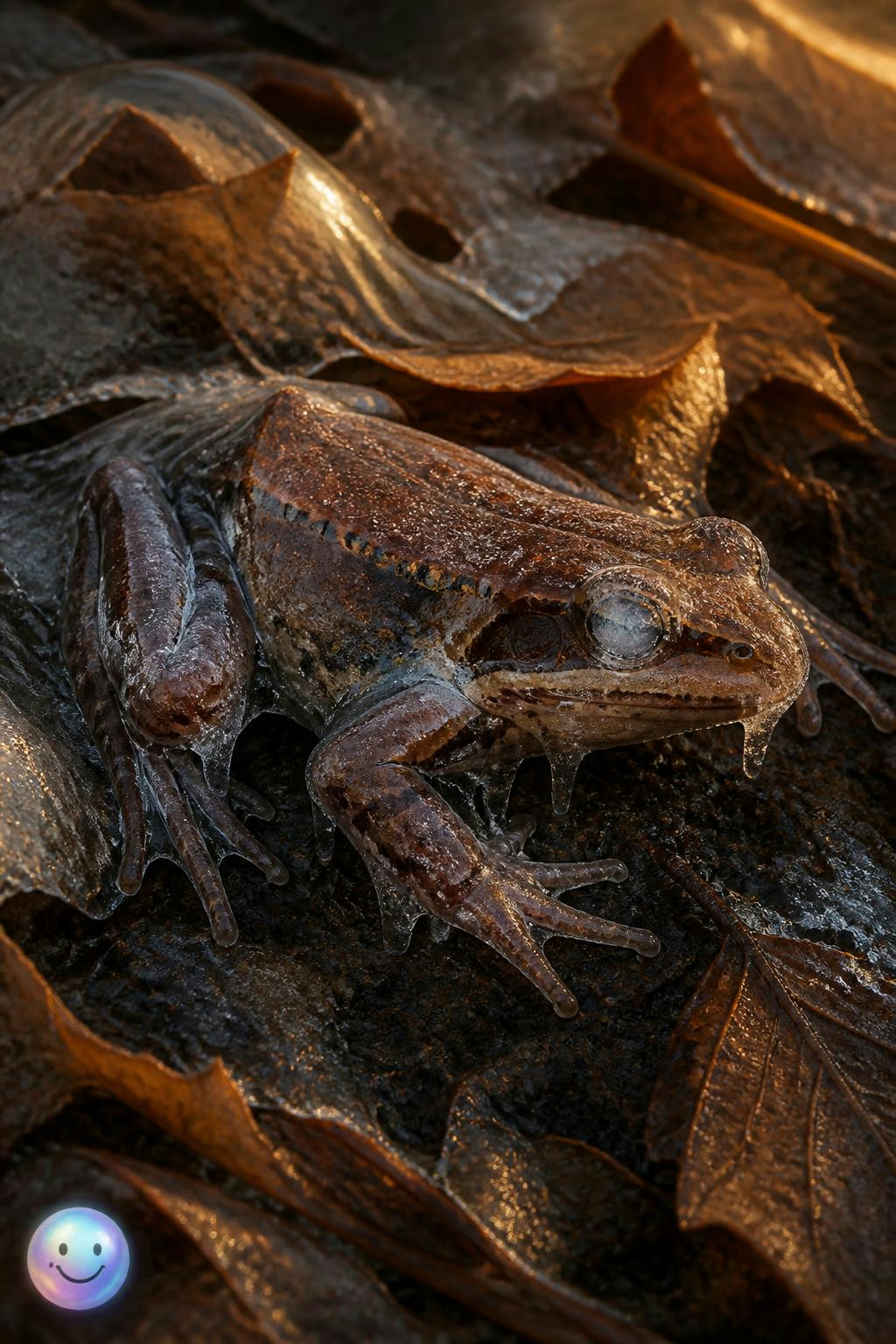 Wood frogs can freeze completely solid and restart their hearts in spring.
