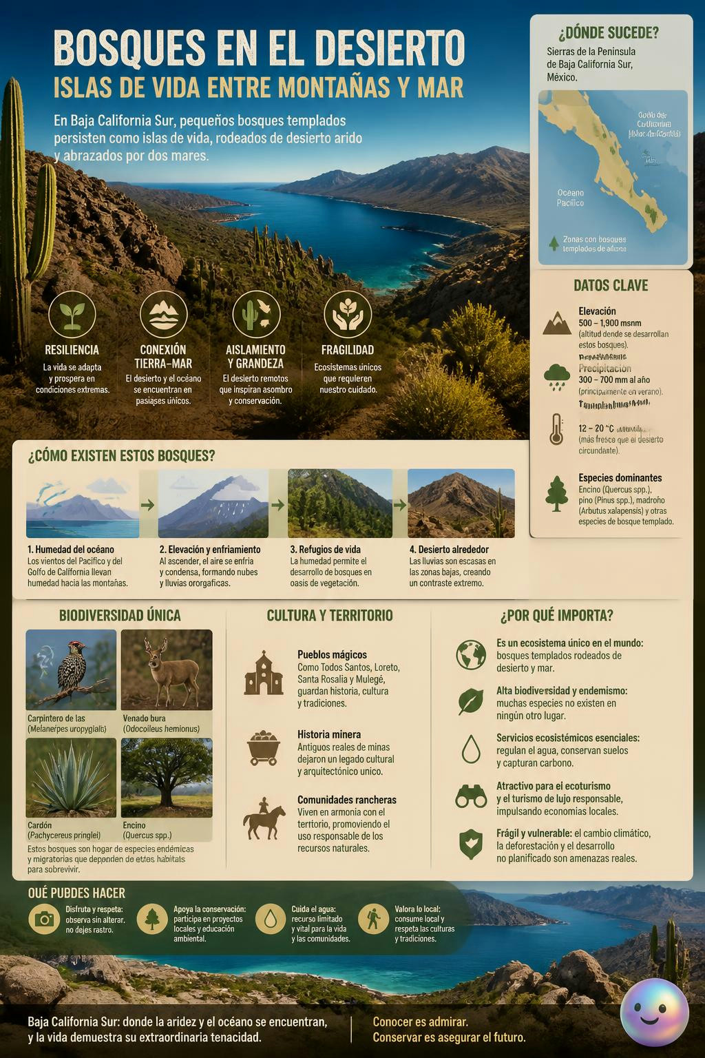 Un bosque templado que sobrevive como una isla en el desierto de Baja Sur.