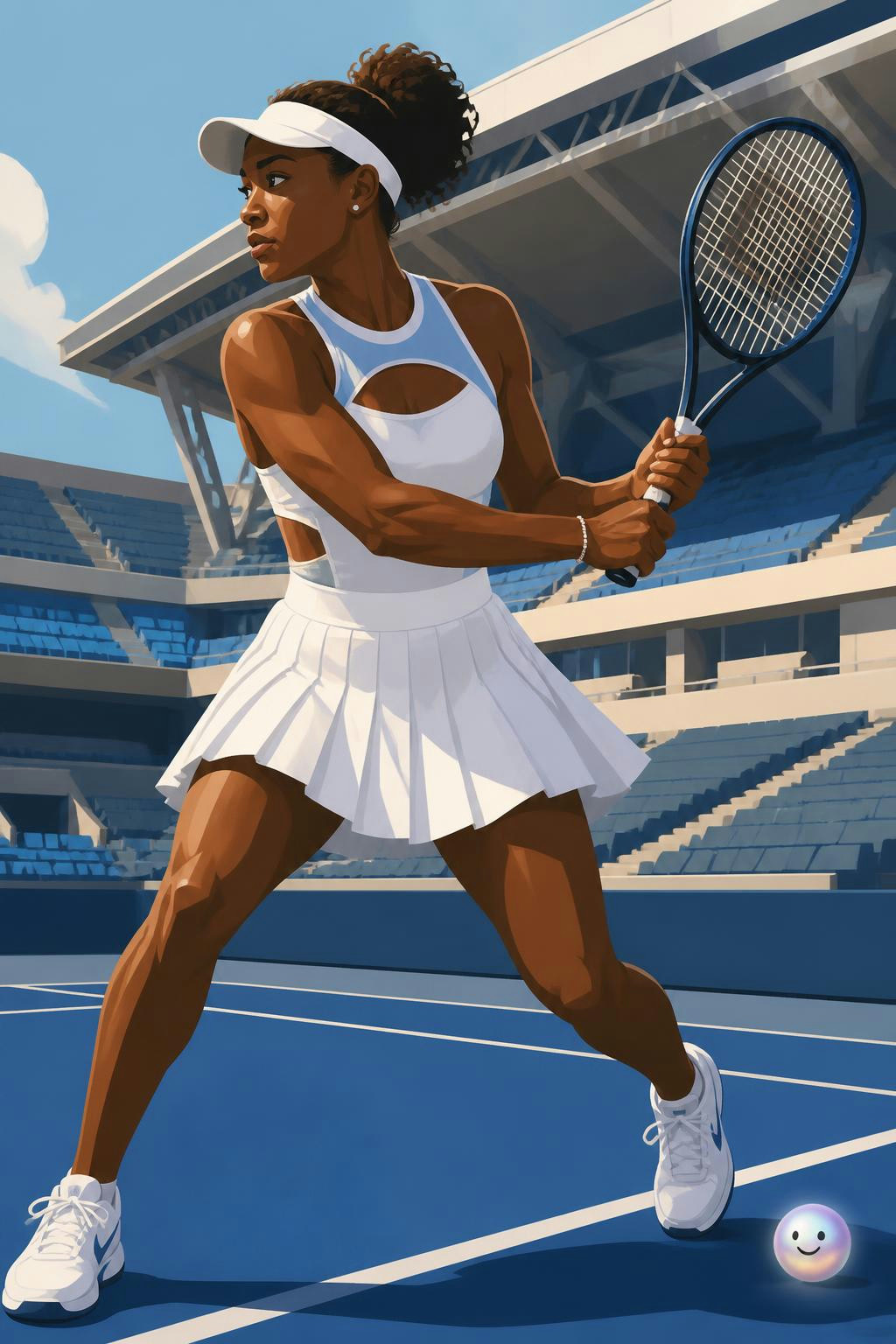 That signature blue court color was actually engineered to make the ball pop.