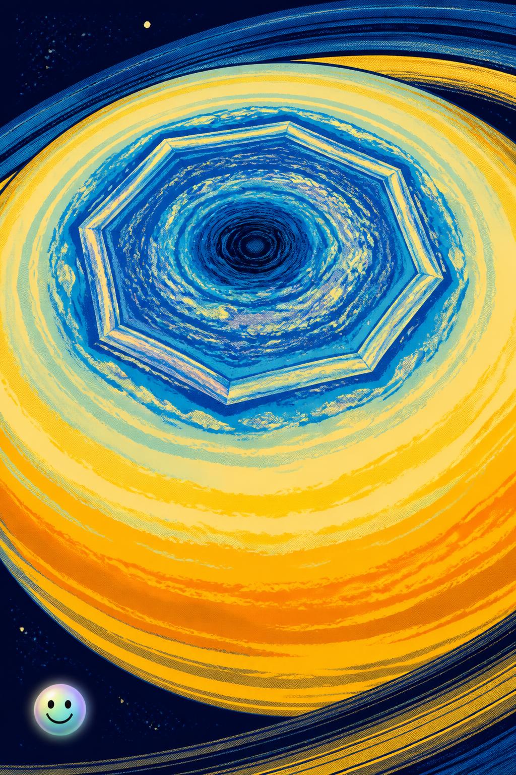 El polo sur de Saturno alberga una tormenta geométrica con diez lados perfectos.
