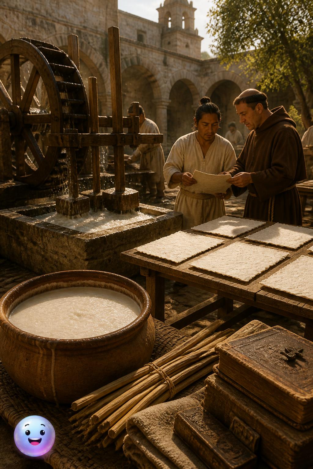 Spain led Europe's transition from animal skins to paper, which eventually shaped Mexican cartonería.