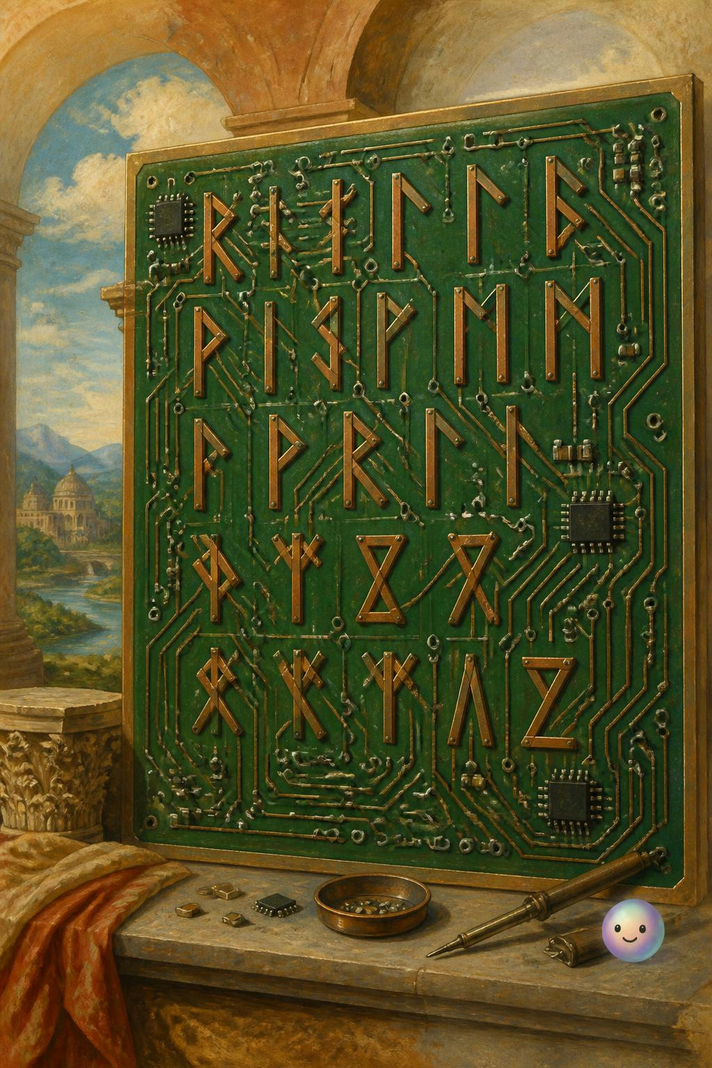 Our alphabet looks exactly like a circuit board when you use runic rules.