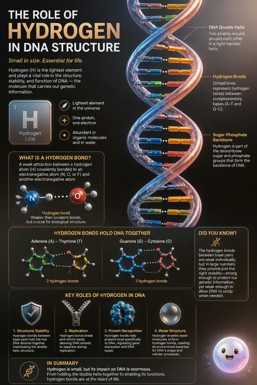 The role of Hydrogen in DNA structure