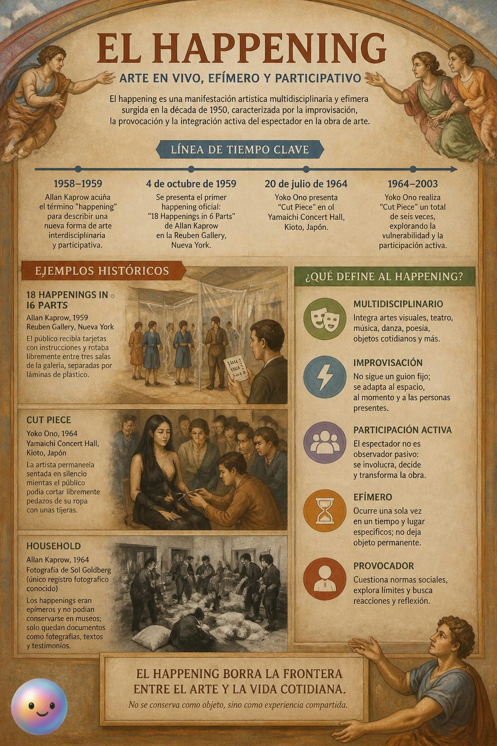 En el happening dejas de ser espectador para crear una obra que se esfuma.