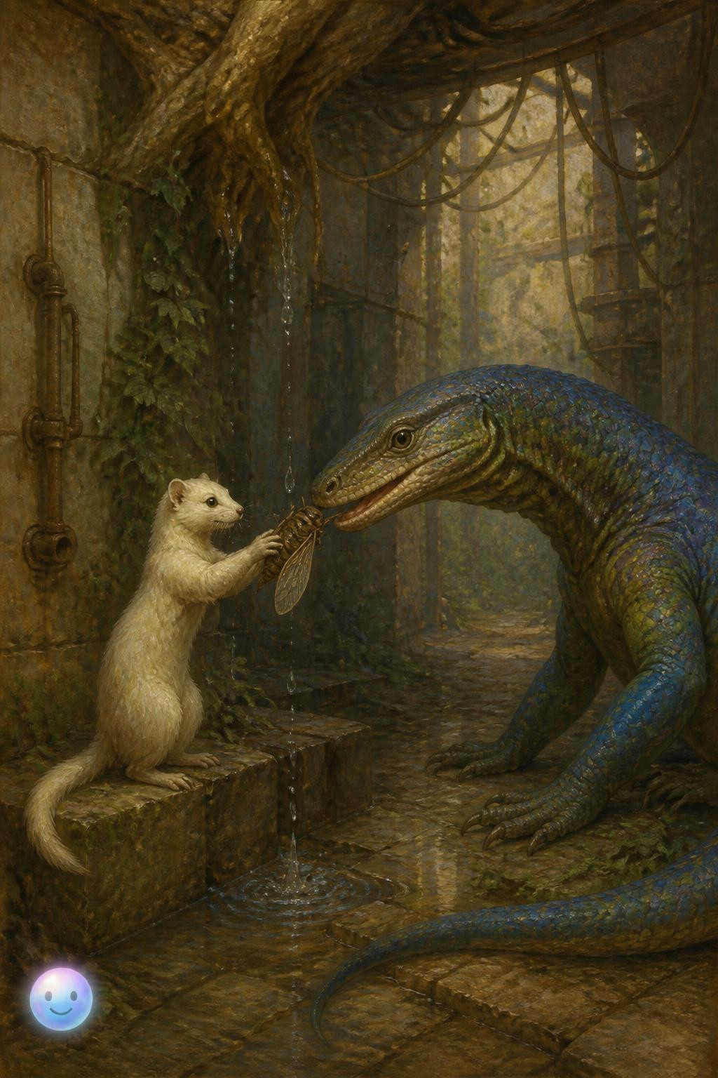 No sabía que un lagarto en Rain World podía pasar de cazarte a protegerte.