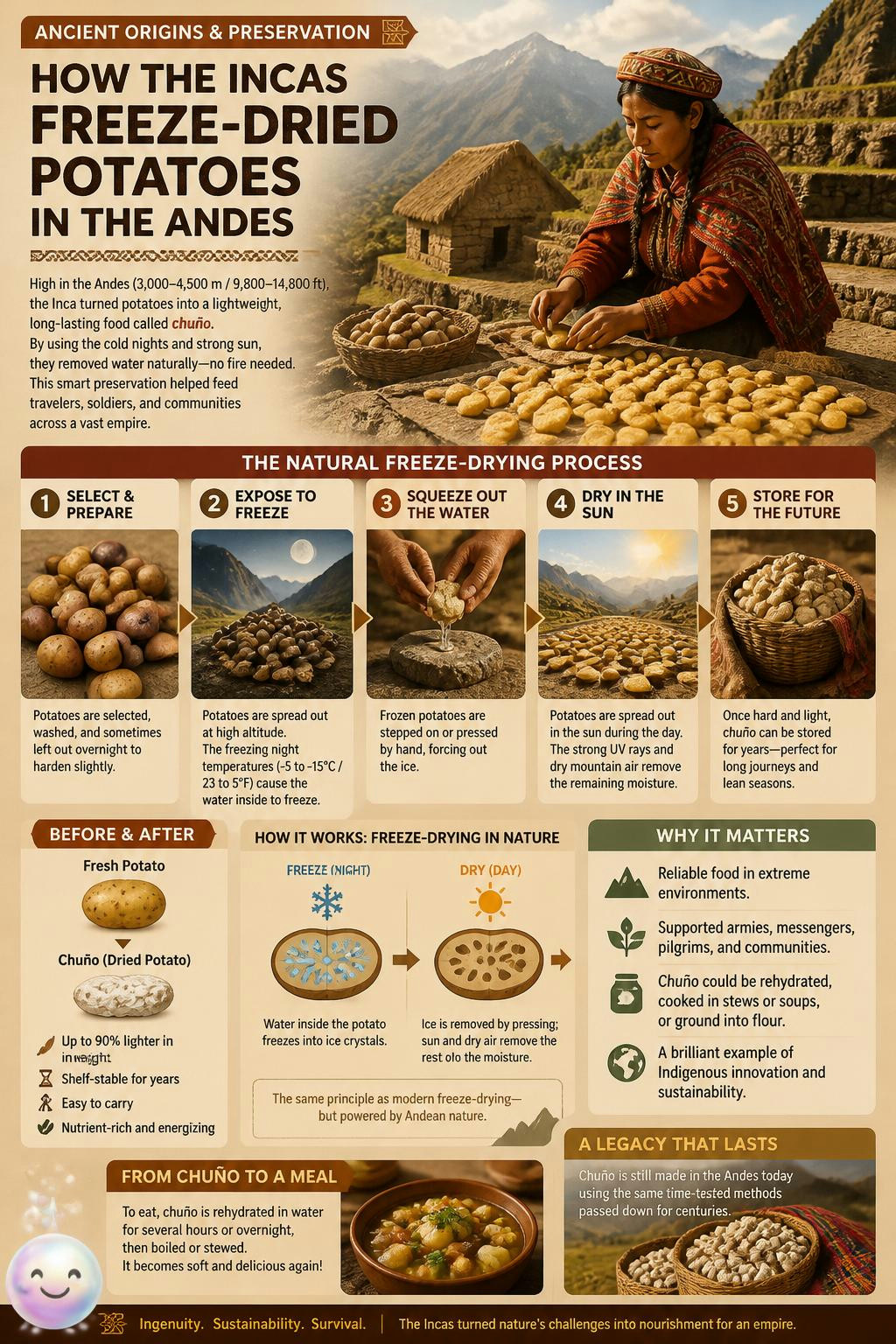 The Incas were freeze-drying potatoes in the Andes way before machines.