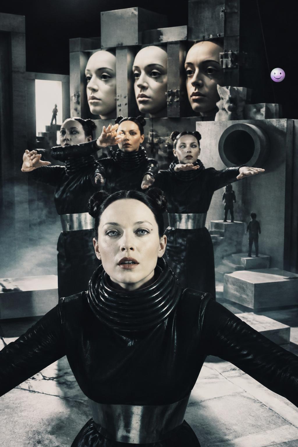 Those robot faces are actually Björk’s real eyes and mouth painted white!