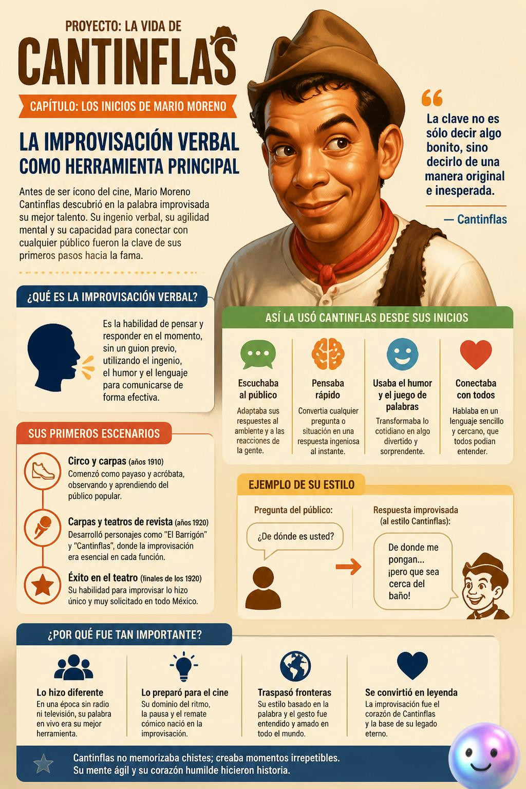 Su verborrea nació por puros nervios y terminó definiendo a un genio.