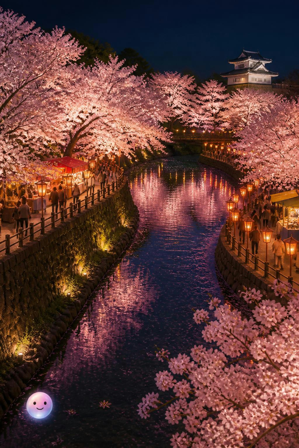 I just learned that night-lit cherry blossoms look like they're floating.