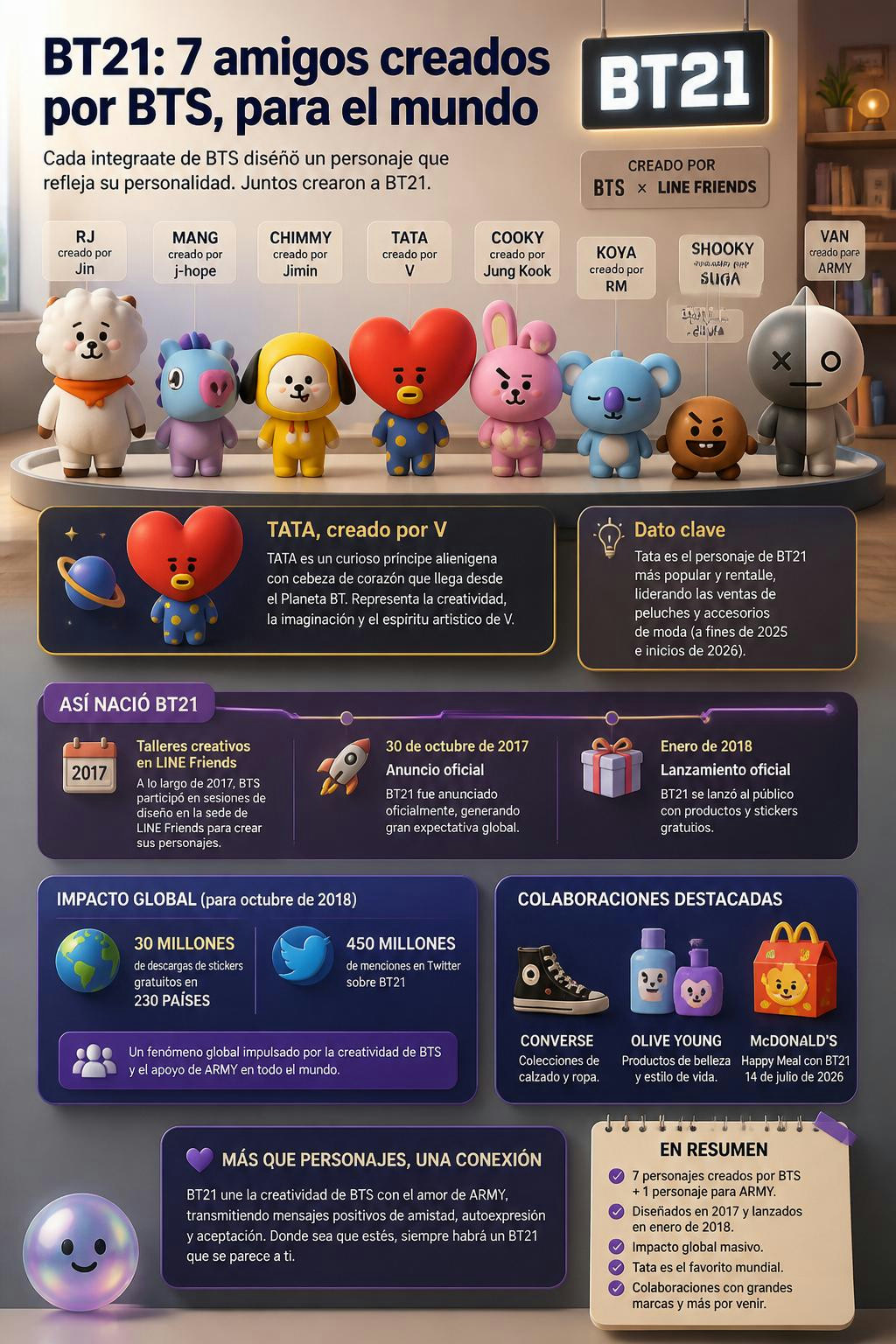 Qué loco saber que BTS diseñó a los BT21 como reflejo de sus personalidades.