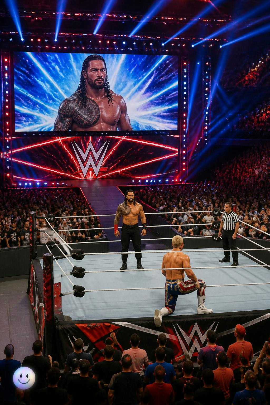 WWE wrestlers actually improvise most of those crazy stunts live in the ring.