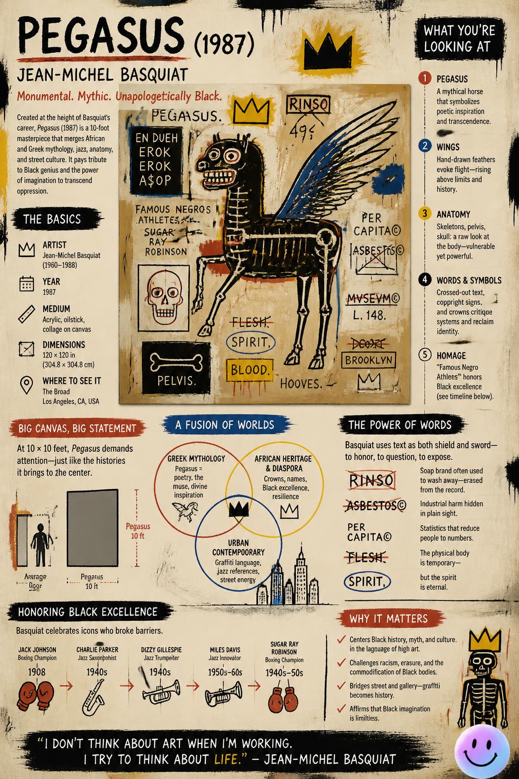 This giant canvas is actually a hand-drawn map of Basquiat’s thoughts.