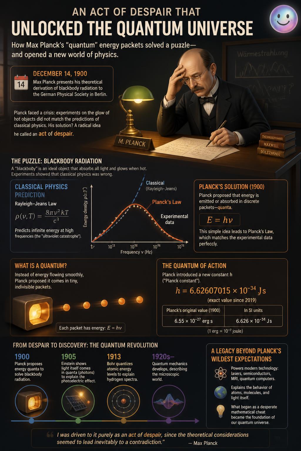 Max Planck launched quantum physics with a desperate mathematical hack he hoped was wrong.