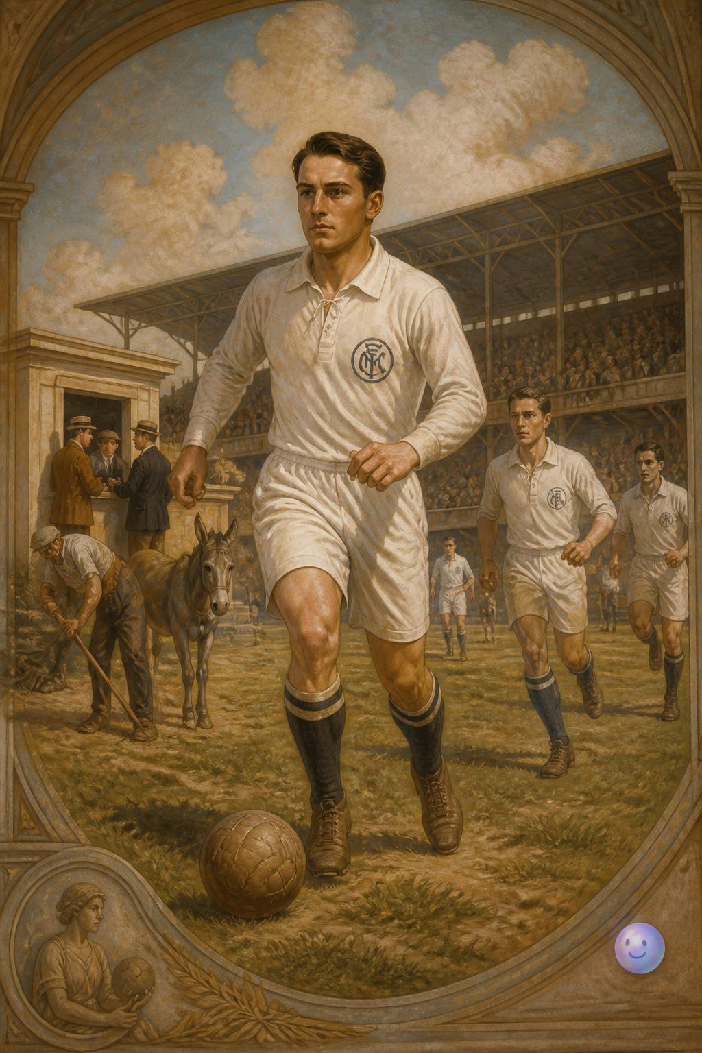 Antes de dar nombre al estadio, Bernabéu pintaba las líneas del campo.