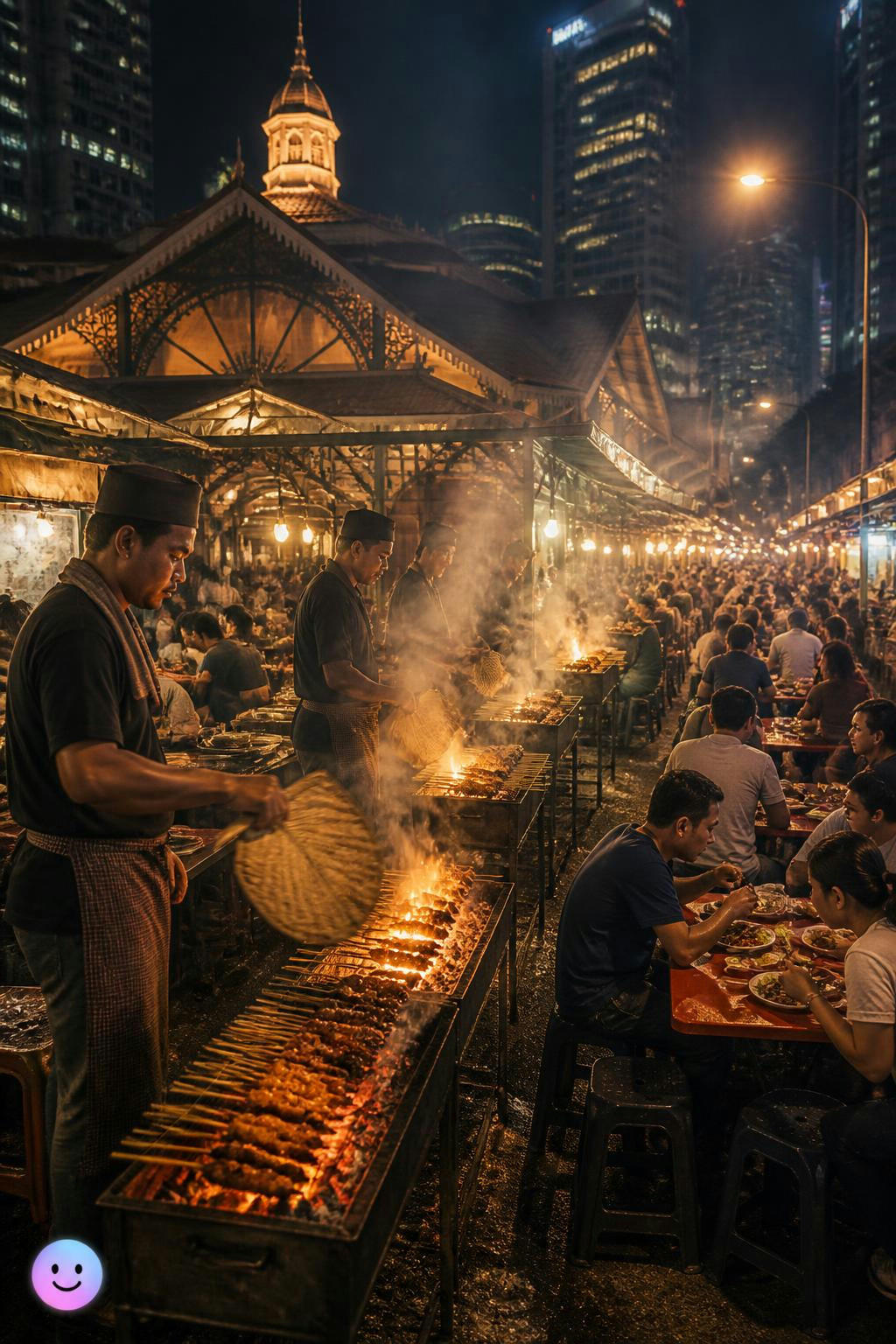 Singapore closes Boon Tat Street nightly to create a massive open-air satay market.